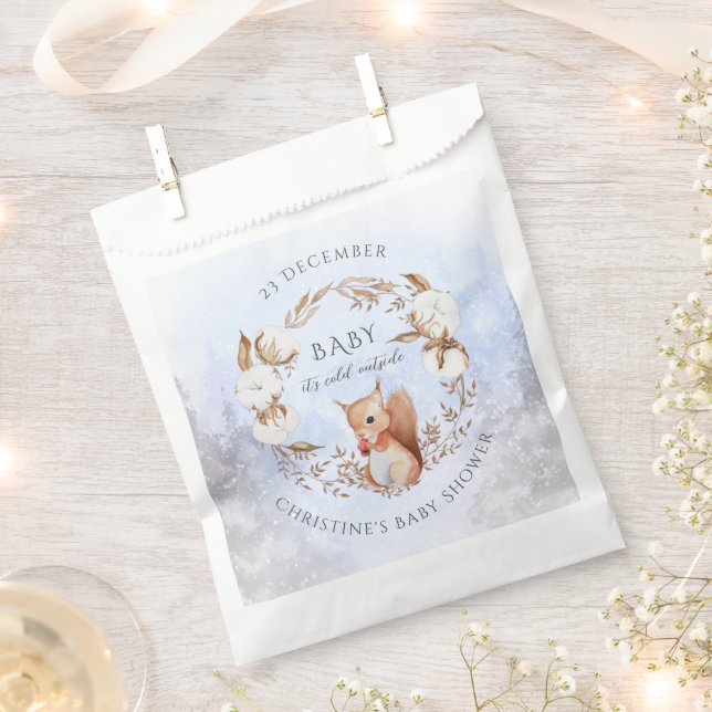 Christmas Cotton Flower Wreath Cute Squirrel  Favour Bag (Clipped)