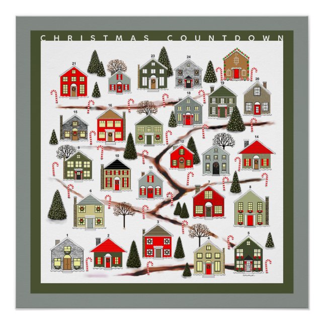 Christmas Countdown Advent Calendar Poster (Front)