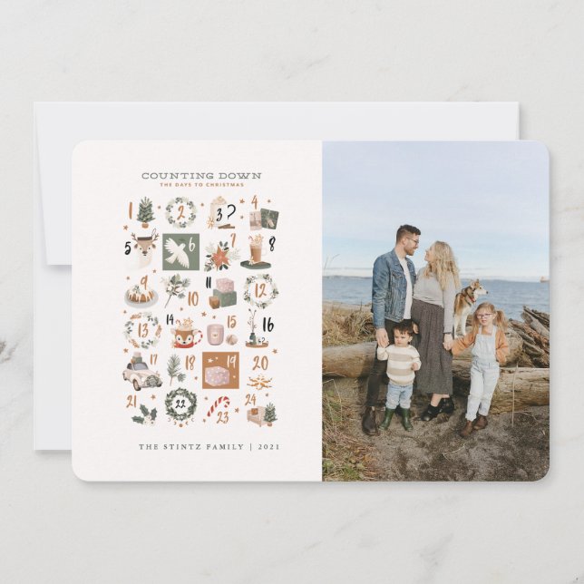 Christmas Countdown Photo Card Holiday Objects (Front)