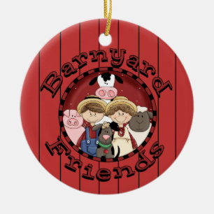 Christmas Country Fun Animal Friends Ceramic Ornament