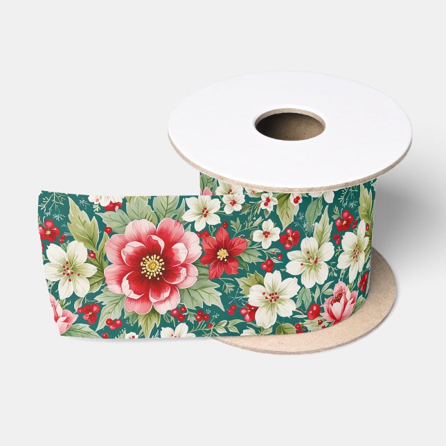 Christmas Country Garden Satin Ribbon (Spool)