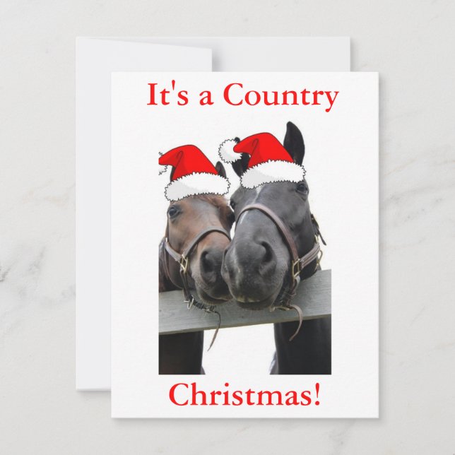 Christmas Country Horses Holiday Card (Front)