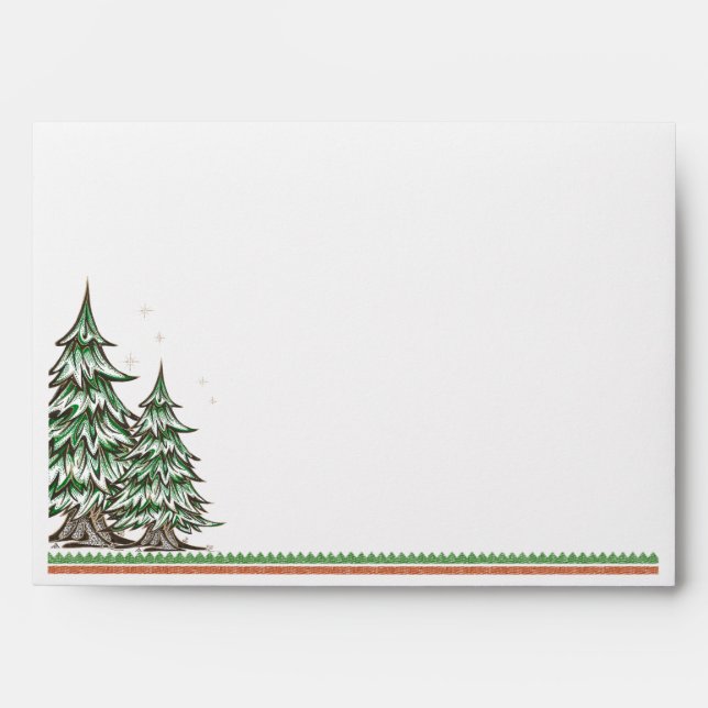 Christmas Country Pine Tree Customizable Envelope (Front)