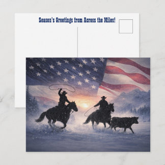 Christmas Country Western Cowboy Seasons Greetings Postcard