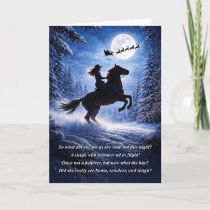 Christmas Country Western Cowgirl with Santa Card