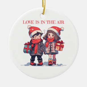 Christmas couple - Love is in the air Ceramic Ornament