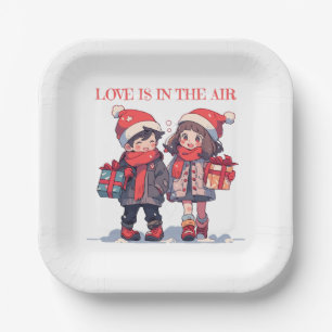 Christmas couple - Love is in the air Paper Plate