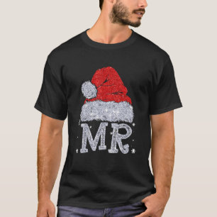 Christmas Couple Matching Mr and Mrs Santa Hat Xma T-Shirt