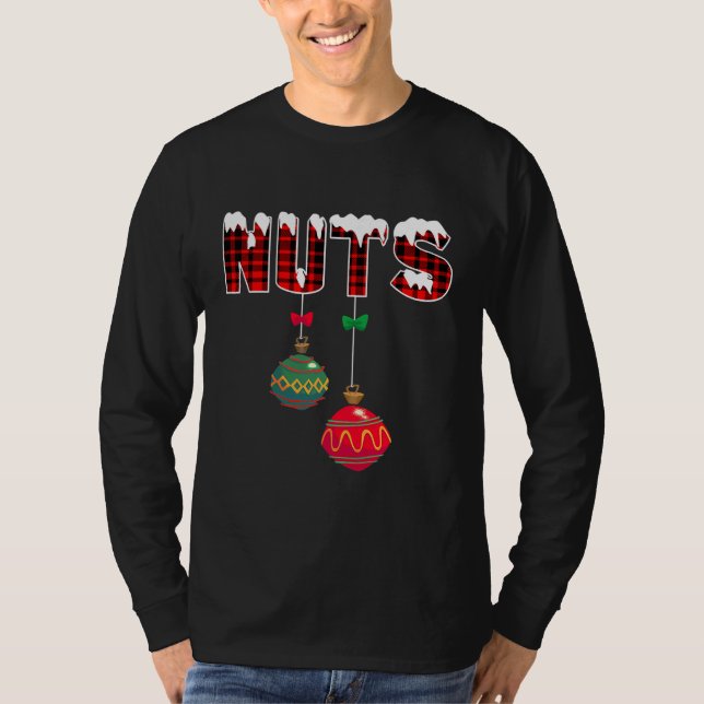 Christmas Couples Nuts Chest Nuts Funny Matching T-Shirt (Front)