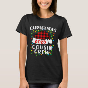 Christmas Cousin Crew 2025 Plaid Santa Hat Xmas Li T-Shirt