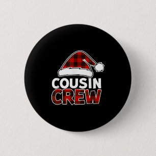 Christmas Cousin Crew Buffalo Red Plaid Pajamas Fa 2 Inch Round Button