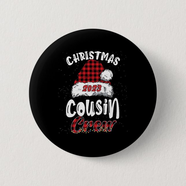 Christmas Cousin Crew Buffalo Red Plaid Pyjamas Fa 2 Inch Round Button (Front)