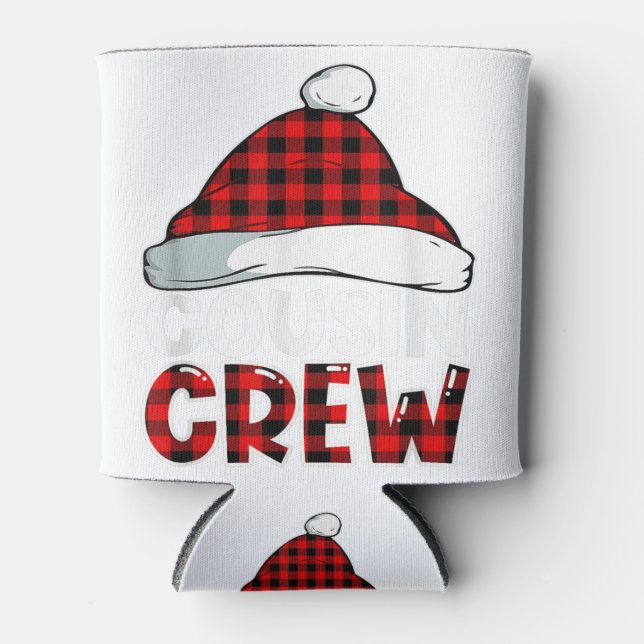Christmas Cousin Crew Buffalo Red Plaid Pyjamas Fa Can Cooler (Front)