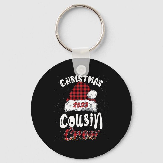 Christmas Cousin Crew Buffalo Red Plaid Pyjamas Fa Keychain (Front)