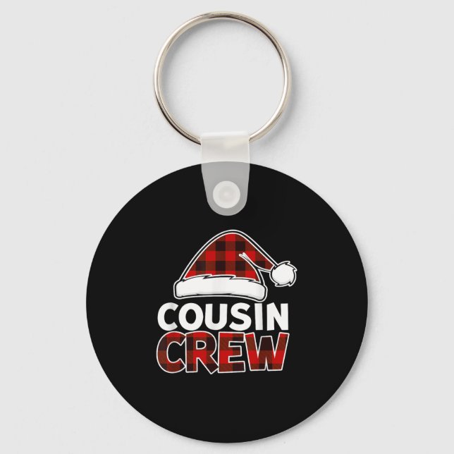 Christmas Cousin Crew Buffalo Red Plaid Pyjamas Fa Keychain (Front)
