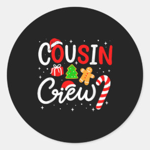 Christmas Cousin Crew Candy Cane Family Matching H Classic Round Sticker
