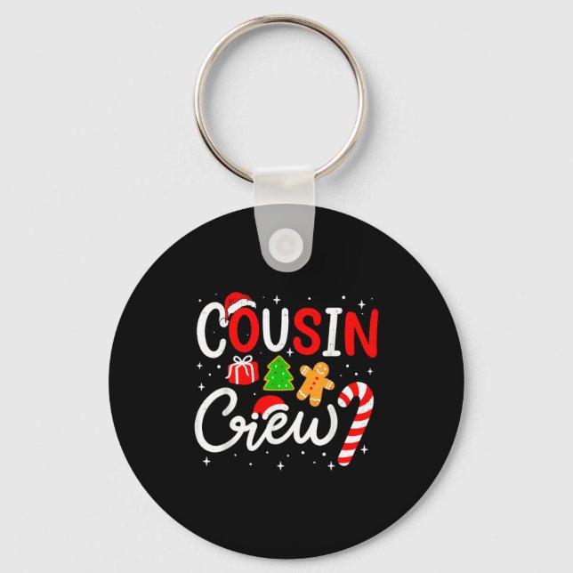 Christmas Cousin Crew Candy Cane Family Matching H Keychain (Front)