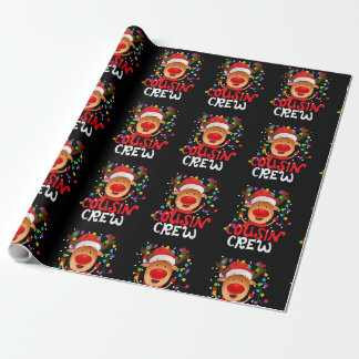 Christmas Cousin Crew Funny Reindeer Matching Paja Wrapping Paper