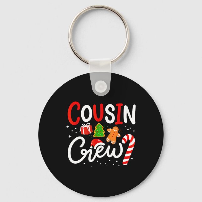 Christmas Cousin Crew Funny Santa Hat Light Kids M Keychain (Front)