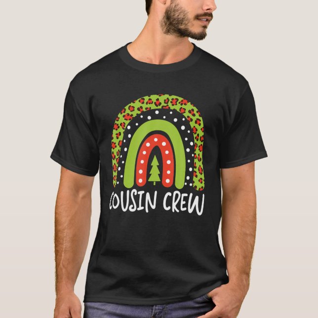 Christmas Cousin Crew Rainbow Leopard Xmas T-Shirt (Front)