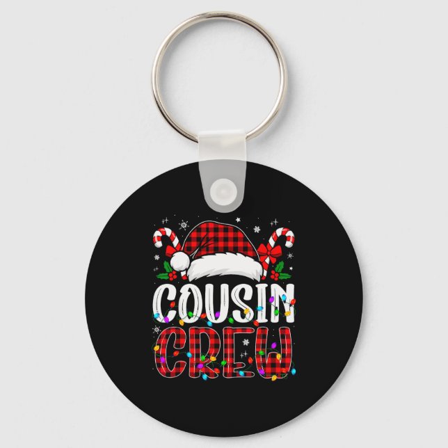 Christmas Cousin Crew Red Plaid Family Matching Xm Keychain (Front)