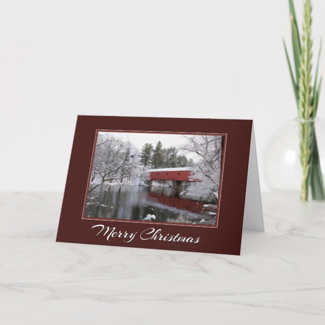 Christmas Covered Bridge Holiday Card (Front)