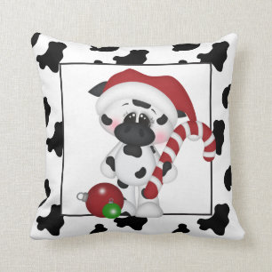 Christmas cow Country Holiday throw pillow