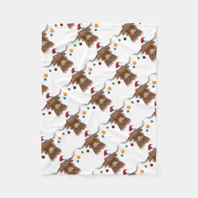 Christmas Cow Fleece Blanket (Front)