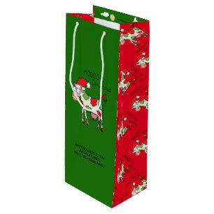 Christmas Cow Funny Cartoon Kids Wine Gift Bag