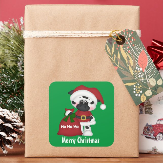 Christmas cow Holiday country sticker (Holiday)