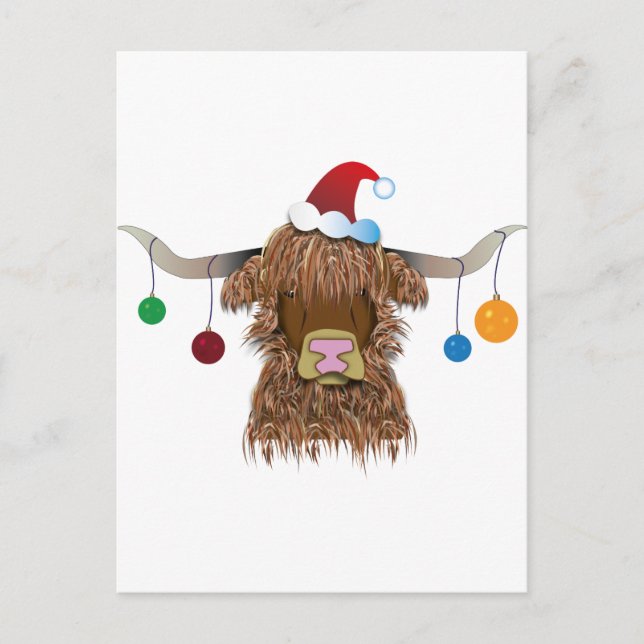 Christmas Cow Holiday Postcard (Front)