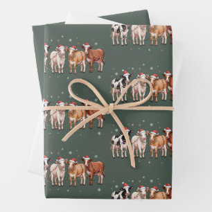 Christmas Cow Lover Gift Funny Holiday Farm  Wrapping Paper Sheet