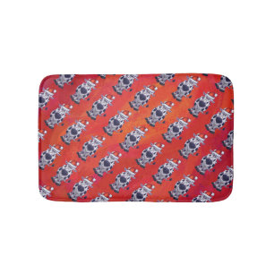 Christmas Cow Pattern on Red Field Bath Mat