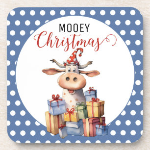 Christmas Cow Pun Coaster