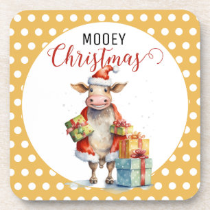 Christmas Cow Pun Coaster