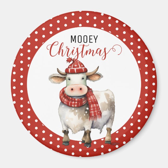 Christmas Cow Pun  Magnet (Front)