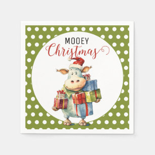 Christmas Cow Pun Napkin