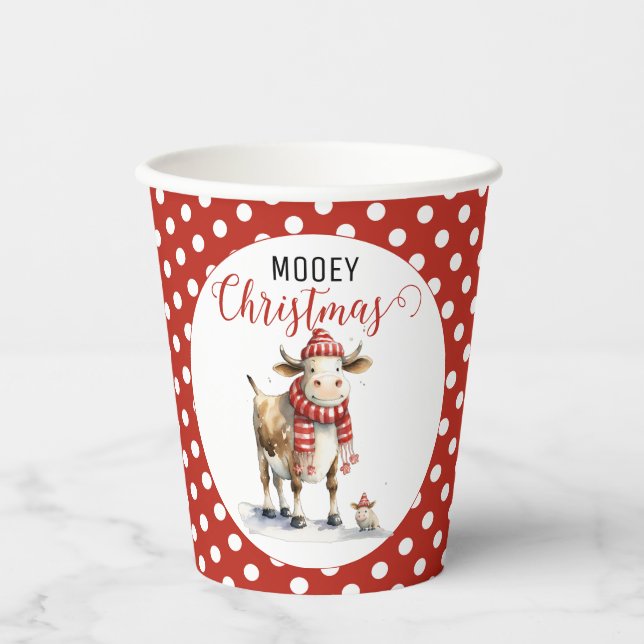 Christmas Cow Pun  Paper Cups (Front)