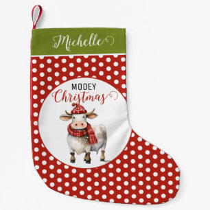 Christmas Cow Pun Small Christmas Stocking