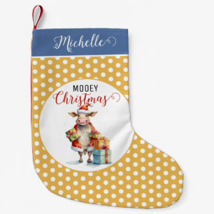 Christmas Cow Pun Small Christmas Stocking