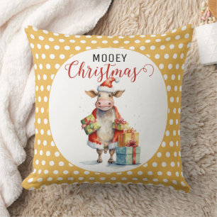 Christmas Cow Pun  Throw Pillow