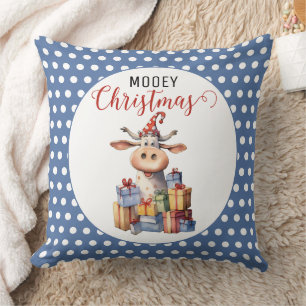 Christmas Cow Pun Throw Pillow