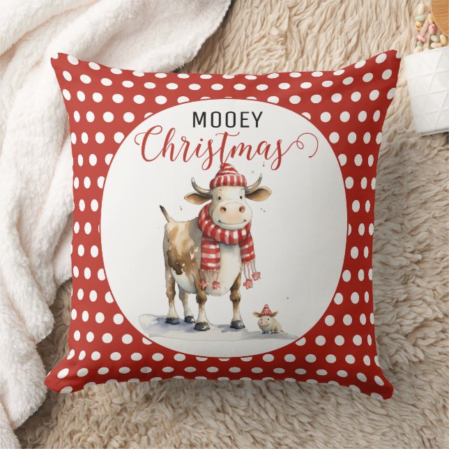 Christmas Cow Pun  Throw Pillow (Blanket)