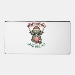 Christmas Cow Shirt Cute Highland Holiday Pun Desi Desk Mat