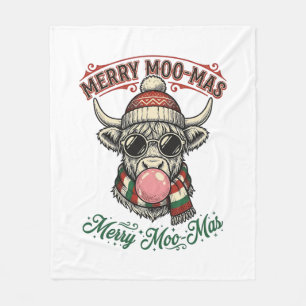 Christmas Cow Shirt Cute Highland Holiday Pun Desi Fleece Blanket