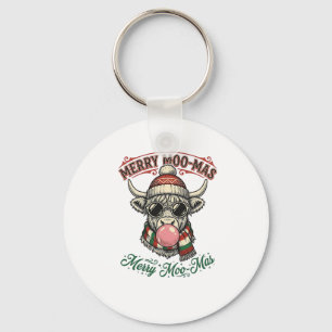 Christmas Cow Shirt Cute Highland Holiday Pun Desi Keychain