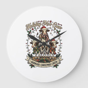 Christmas Cow Trio Vintage Barn Holiday Shirt Desi Large Clock