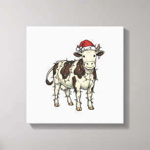 Christmas Cow Vintage Engraving Holiday Farm Shirt Canvas Print