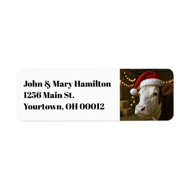 Christmas Cow Wearing a Santa Hat (Front)