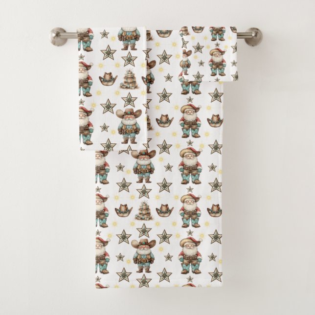 Christmas Cowboy  Bath Towel Set (Insitu)